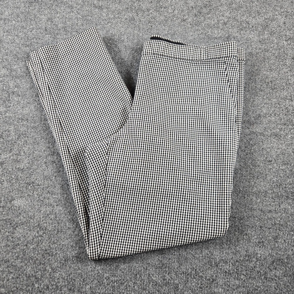 J. Jill Gingham Check Trousers Womens 18 Tall Black White Stretch Side Zip